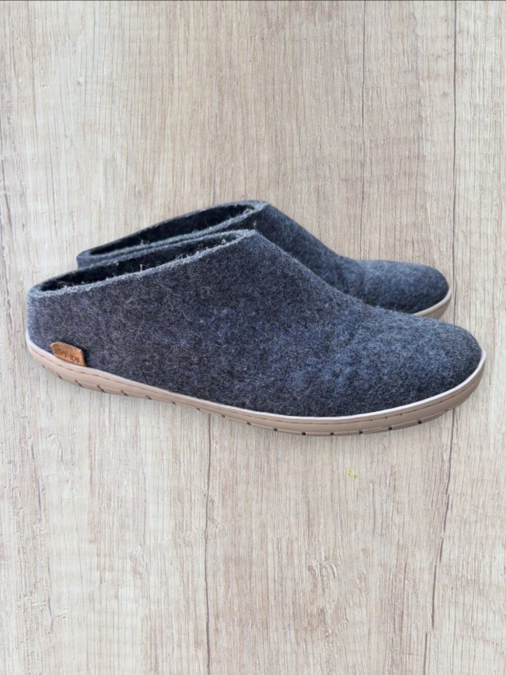 Glerups Slate Blue Wool Felt Slip-On Slippers Shoes Rubber Sole EU 40 Women’s 9